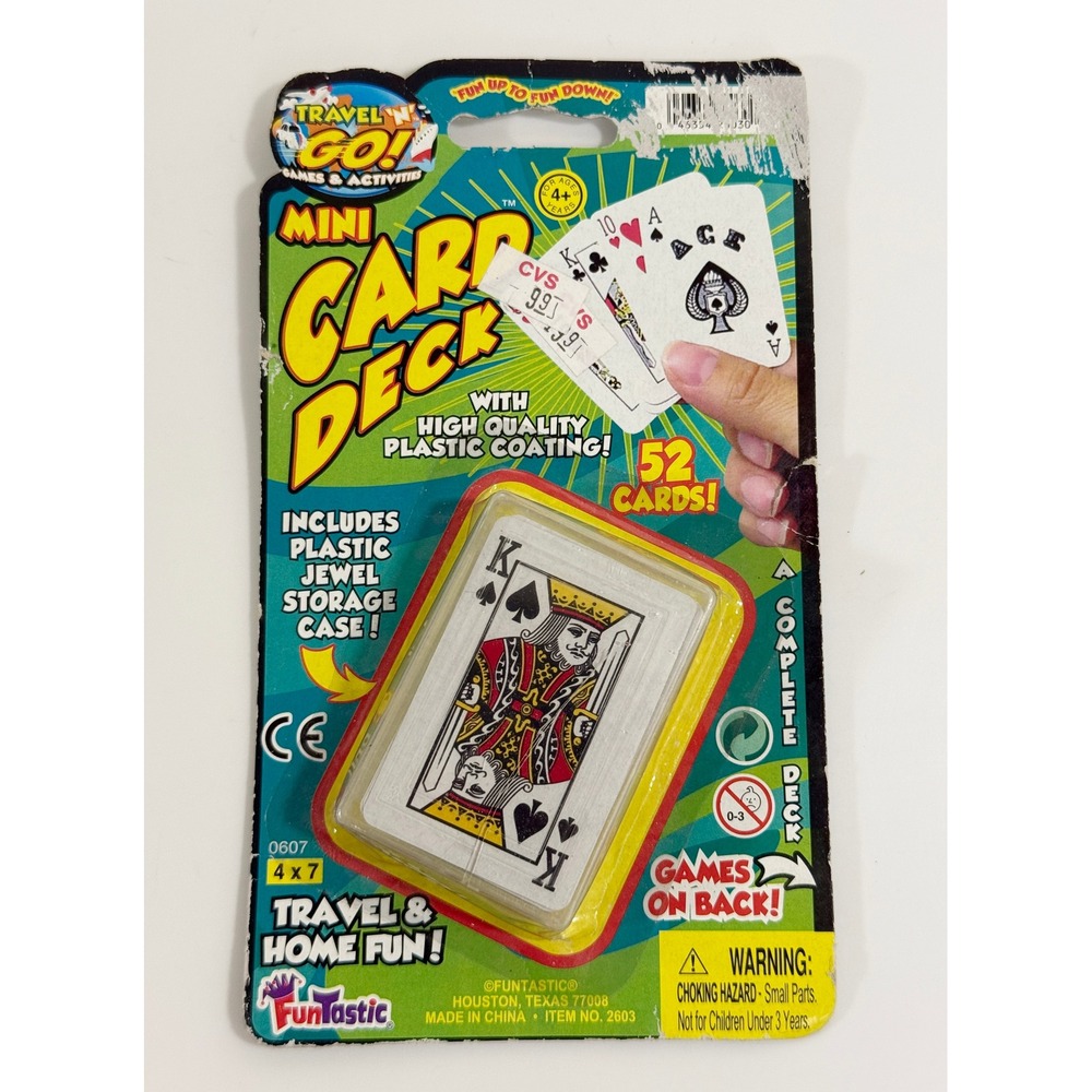 Funtastic Mini Card Deck Kids One Size White Travel N Go Jewel Case 52 Cards